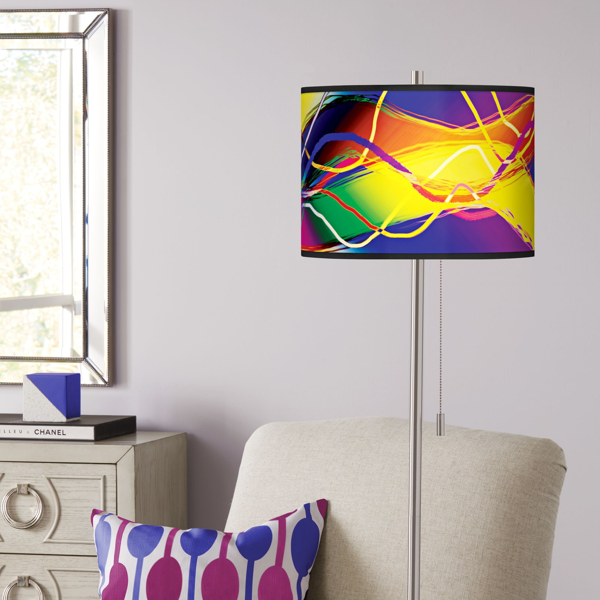 Giclee Glow Colors In Motion Light Brushed Nickel Floor Lamp