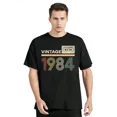 thumbnail image 1 of Camiseta de algodón con cuello redondo de cumpleaños vintage de 1984, ropa para hombre, camiseta de gran tamaño, camiseta casual de fitness, tops, 1 of 6