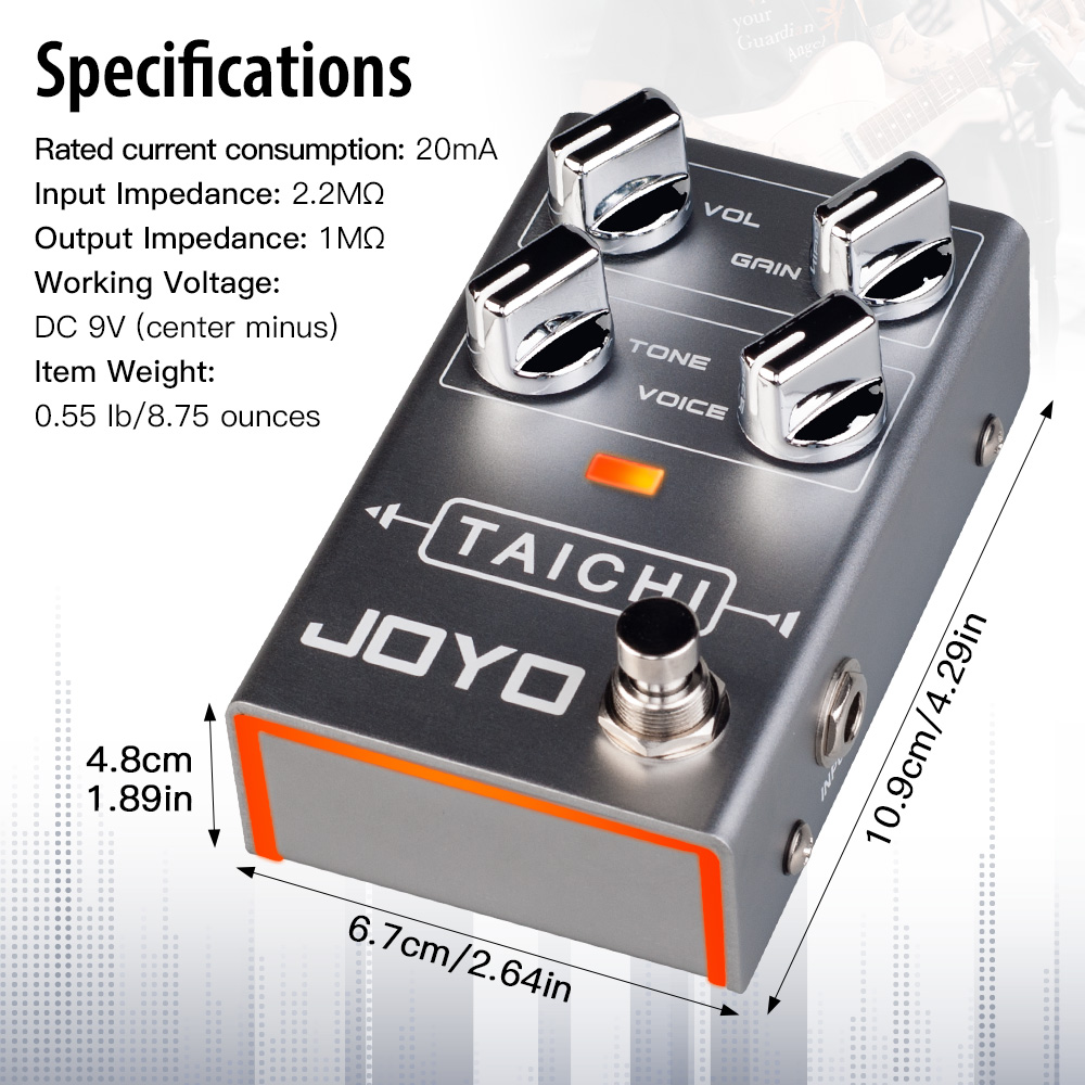 JOYO R-02 Electric Guitar Effect Pedal Low Gain Overdrive Pedal Smooth Classic Sound