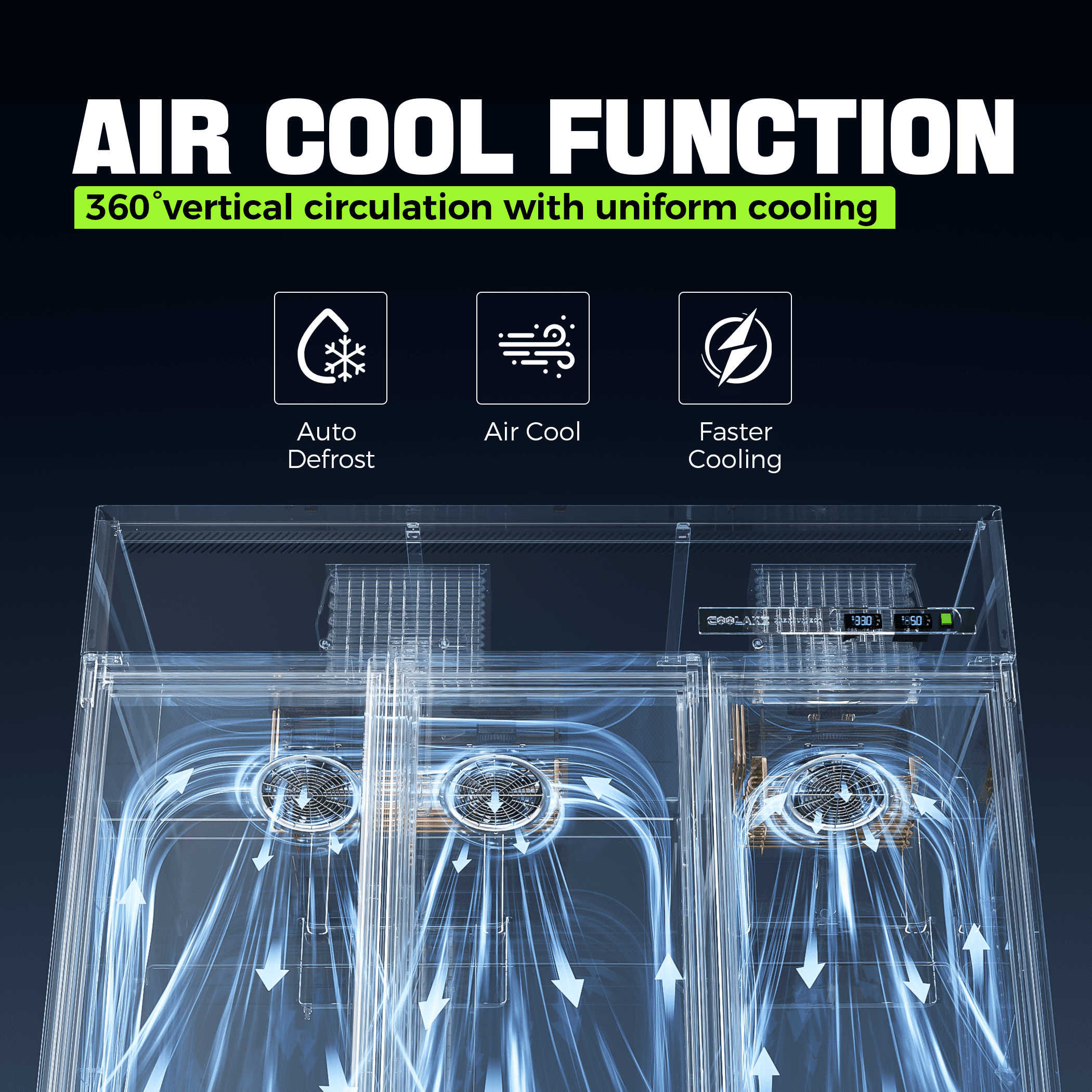 Coolake Commercial Refrigerator and Freezer Combo, 72" W Dual Temperature Zones, 54 Cu.ft 3 Door