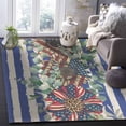 thumbnail image 5 of Area Rugs Indoor Non-Slip Rectangle Rug 5x7 Ft Independence Day USA Flag Sunflower Blue White Stripe Rug Rubber Backing Floor Mats Non Shedding Home Decor Carpet for Entryway Living Room, 5 of 8