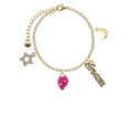 thumbnail image 2 of Delight Jewelry Silvertone Large 3-D Hot Pink Strawberry with Crystals Goldtone Dream Big Charm Bracelet, 7.5+2" Extender, 2 of 4