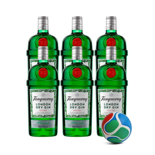 6 Ginebra Tanqueray 750 ml + Balón Mini