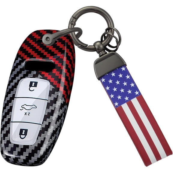 Key Fob Cover Compatible with Audi A3 A6 A6L A7 A8 Q7 Q8 E-Tron S3 S6 S7 SQ7 RS6 RS7 Key Case PC Material Accessories Car Key Holder Protector-A Keychain