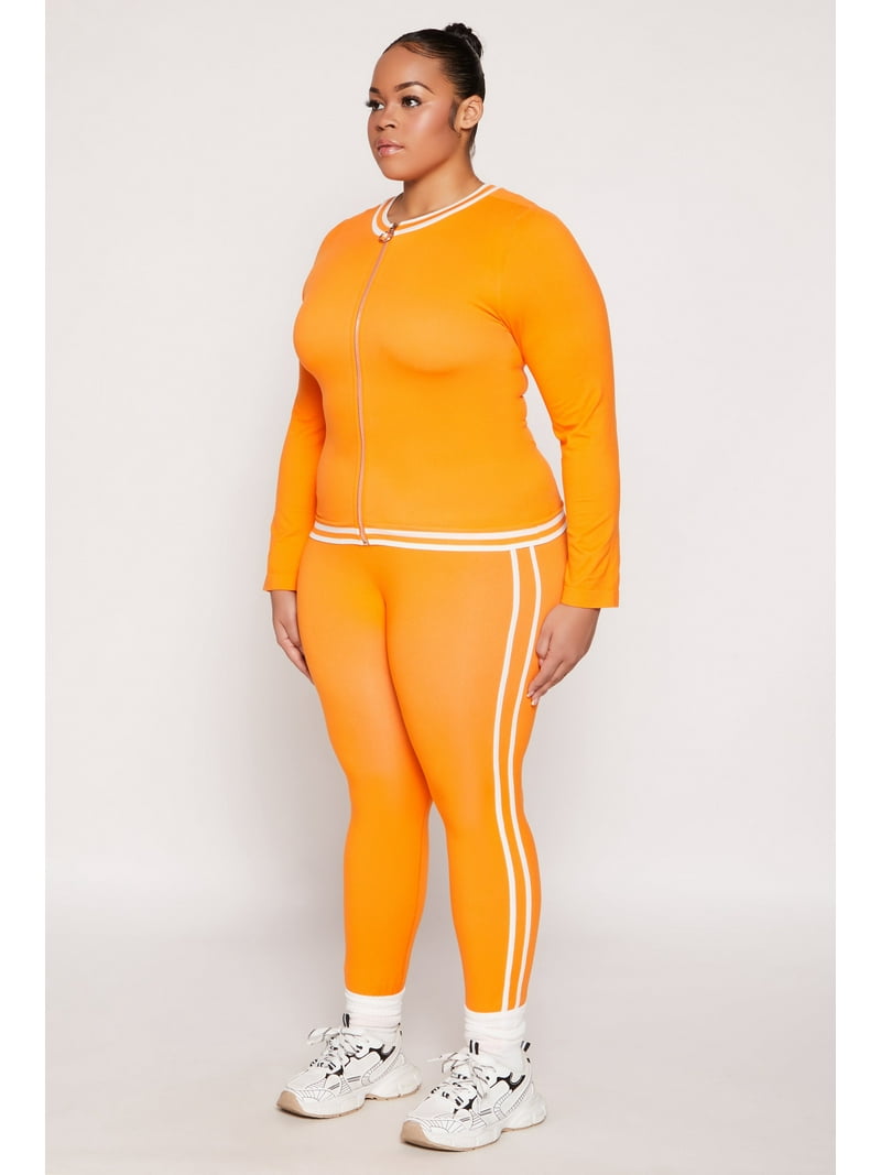 Womens Plus Size Seamless Varsity Stripe Track Jacket