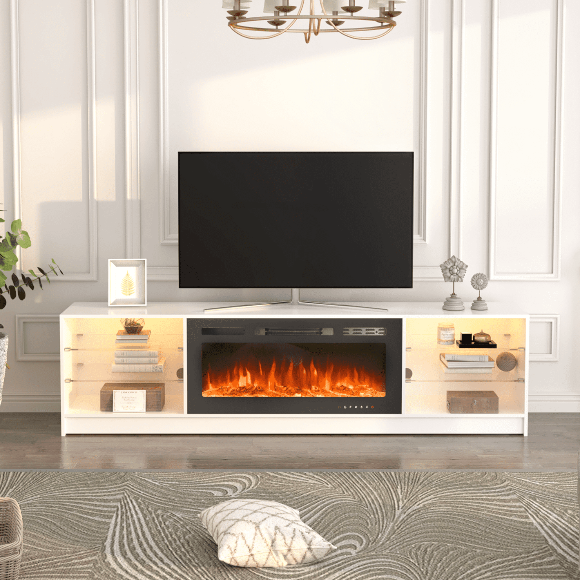 Yoleny Fireplace TV Stand with 40" Electric Fireplace, Entertainment