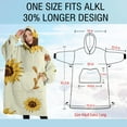 thumbnail image 4 of Oversized Wearable Blanket Hoodie,Yellow Small Flower Sunflower Pattern Sherpa Blanket Hoodie with Super Pockets,Super Warm Fuzzy Pullover for Women & Men, 4 of 6