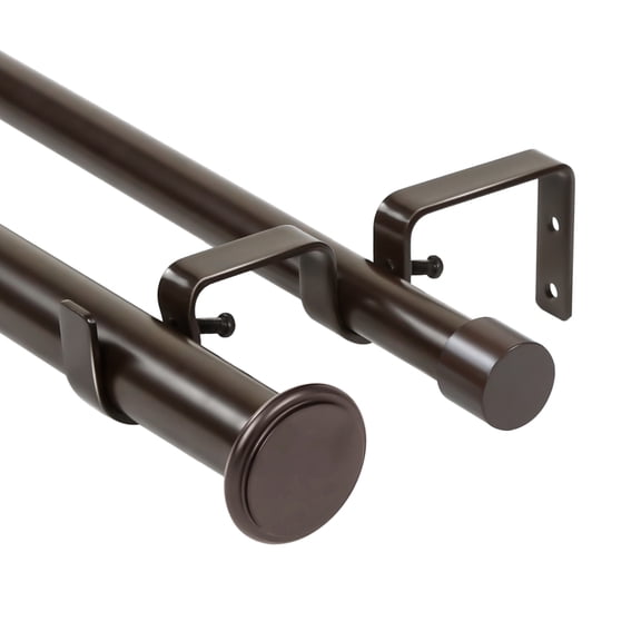 Urbanest Bouton Manhattan 1" 3/4" Double Drapery Curtain Window Rod Set - 28" to 48", Bronze