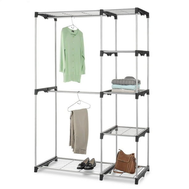 Attracktive clothes closet walmart Zimtown Silver Portable Closet Organizer Storage Clothes Hanger Garment Shelf Rail Rack Walmart Com