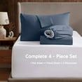 thumbnail image 4 of Nestl King Sheets Set, 1800 Series Deep Pocket Bed Sheets King 4 Piece, Luxury Soft Microfiber King Size Sheets, Navy Blue, 4 of 13