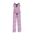 thumbnail image 5 of XIAONU Womens Pajama Set Lace-Trim Heart Print Cami Top And Pants Sweet Cozy Loungewear, 5 of 5