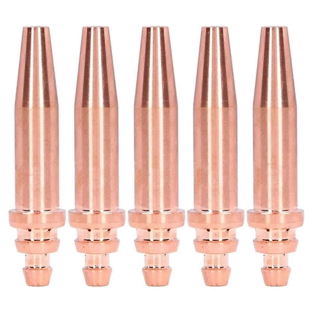 5-Pack Acetylene Cutting Tips – G02-1 Equal Pressure Nozzle, Copper, 1.2mm Aperture – Cuts 20-30mm Metal At 320-400mm/min – Industrial Welding