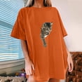 thumbnail image 1 of SMihono Hauts pour Femmes Été Chic Décontracté T-shirt à Manches Courtes Épaules Dénudées Imprimé Européen Col Rond T-shirt Oversize pour Femmes, 1 of 1