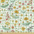 thumbnail image 2 of Ambesonne Floral Fabric by the Yard Upholstery, Scribble Style Summer Meadow, 2 Yards, White Multicolor, 2 of 5