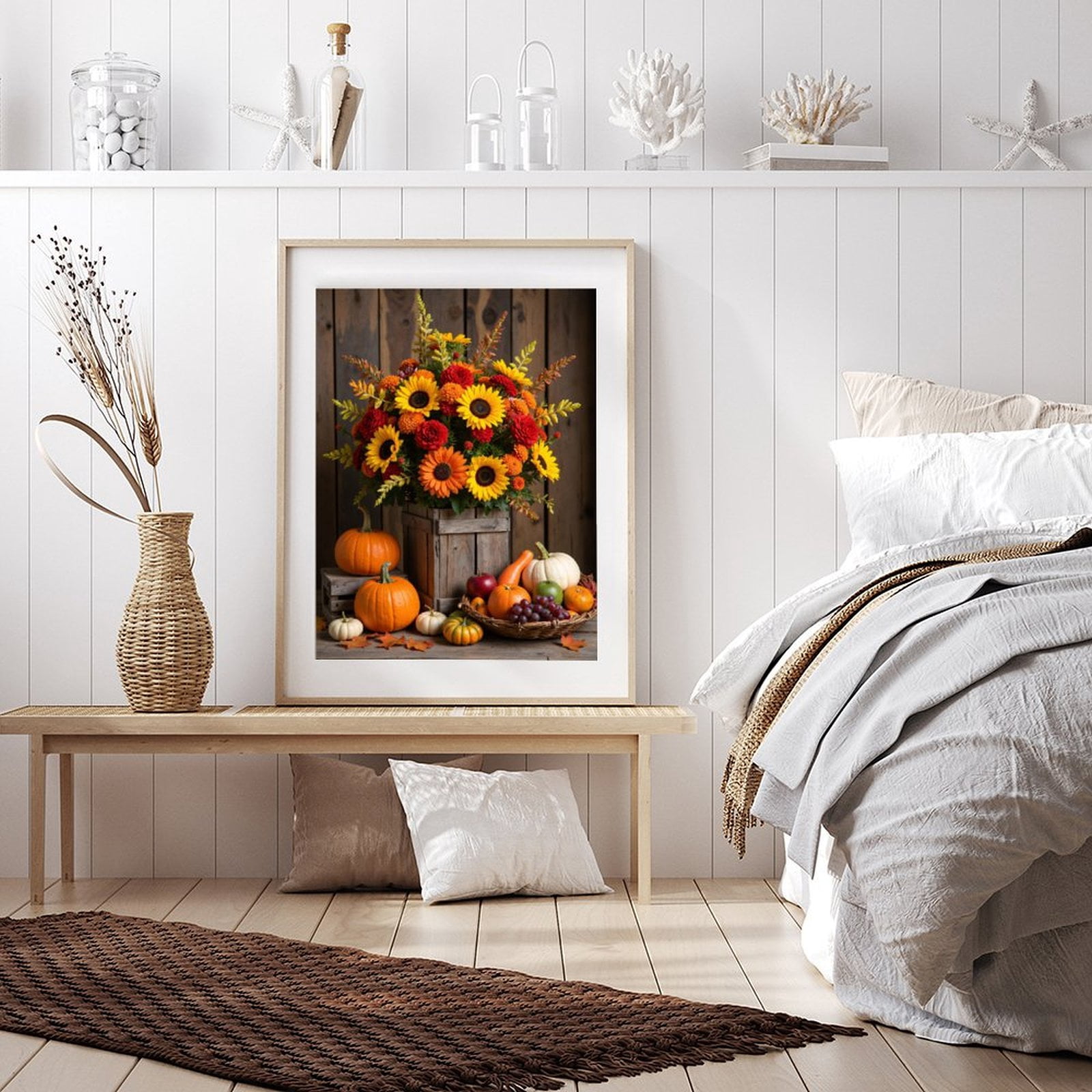 Diamond Art Kits for Adults - 5d Autumn Harvest Floral Decor Pumpkins Diamond Painting for Adults, Diamond Art for Adults Beginners, Diamond Painting Kits for Adults for Home Wall Decor