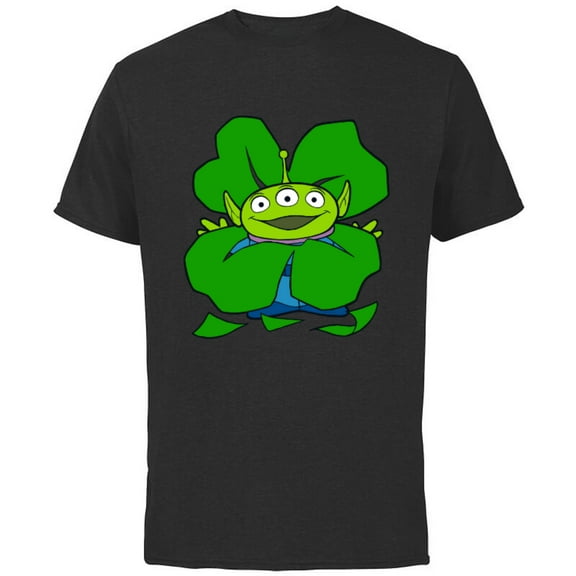 Disney and Pixar Toy Story Alien Shamrock St. Patrick’s Day - Short Sleeve Cotton T-Shirt for Adults - Customized-Black