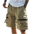 thumbnail image 2 of cllios Mens Cargo Shorts Summer Drawstring Casual Shorts Classic Travel Cargo Shorts with Multi Pockets Fathers Day Gift Ideas Khaki,XXL, 2 of 5