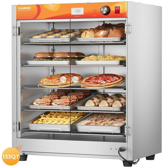CAMMOO 133Qt 5-Tier 900W Electric Commercial Food Warmer for Parties Buffet, Adjustable Shelves,Double Door