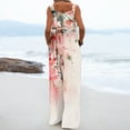 thumbnail image 3 of UPPADA Women's Summer Square Neck Jumpsuits Boho Wide Leg Overalls Casual Floral Print Rompers Beach Outfits with Pockets Vacation Outfit Pink,S, 3 of 7
