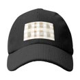 thumbnail image 4 of Baseball Cap Bent Eaves Design 6 Piece Cap Body Breathable Not Hot Plastic Cap Drag For Daily Travel Vacation Beige Checked Hand-Drawn Sketch_2 Black, 4 of 8