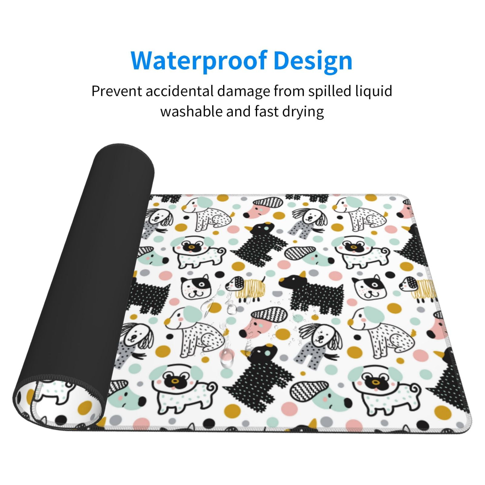 Xecao Funny Puppy for Waterproof Mouse Pad - Extended Contour Mouse Mat, Large Gaming Mousepad Laptop Keyboard Mat with Non-Slip Rubber Base