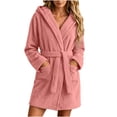 thumbnail image 2 of Zormilly Robes for Women Plush Fleece Long Hooded Nightgowns with Pockets Warm Fashion Casual Fluffy Soft Bathrobes,S-2XL, 2 of 7