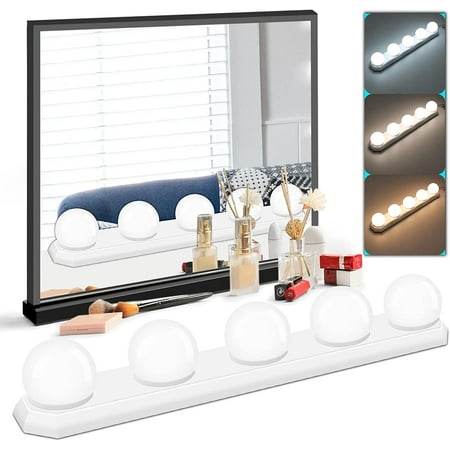 

LED Vanity Mirror Light Makeup Light with 5 Dimmable Bulbs 3 Color Modes 10 Brightness Adjustable Portable Lighting Fixture for Bathroom Dressing Room Valentine s Day Gift