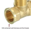 thumbnail image 4 of Uxcell G1/2" Femenino x G1/2" Masculino x G1/2" Femenino Accesorio en T de Latón de 1.6" de Longitud, Dorado, 4 of 6