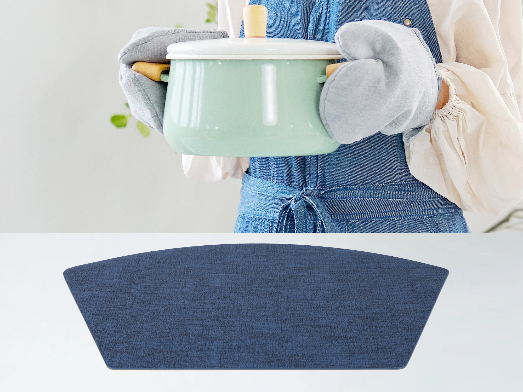Unique Bargains Set of 6 Faux Leather Placemats Dark Blue