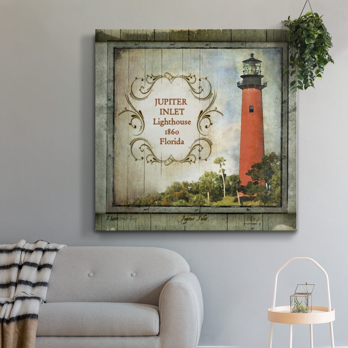 Wexford Home Florida Lighthouse V-Premium Gallery Wrapped Canvas, 16" x 16" - Ready to Hang