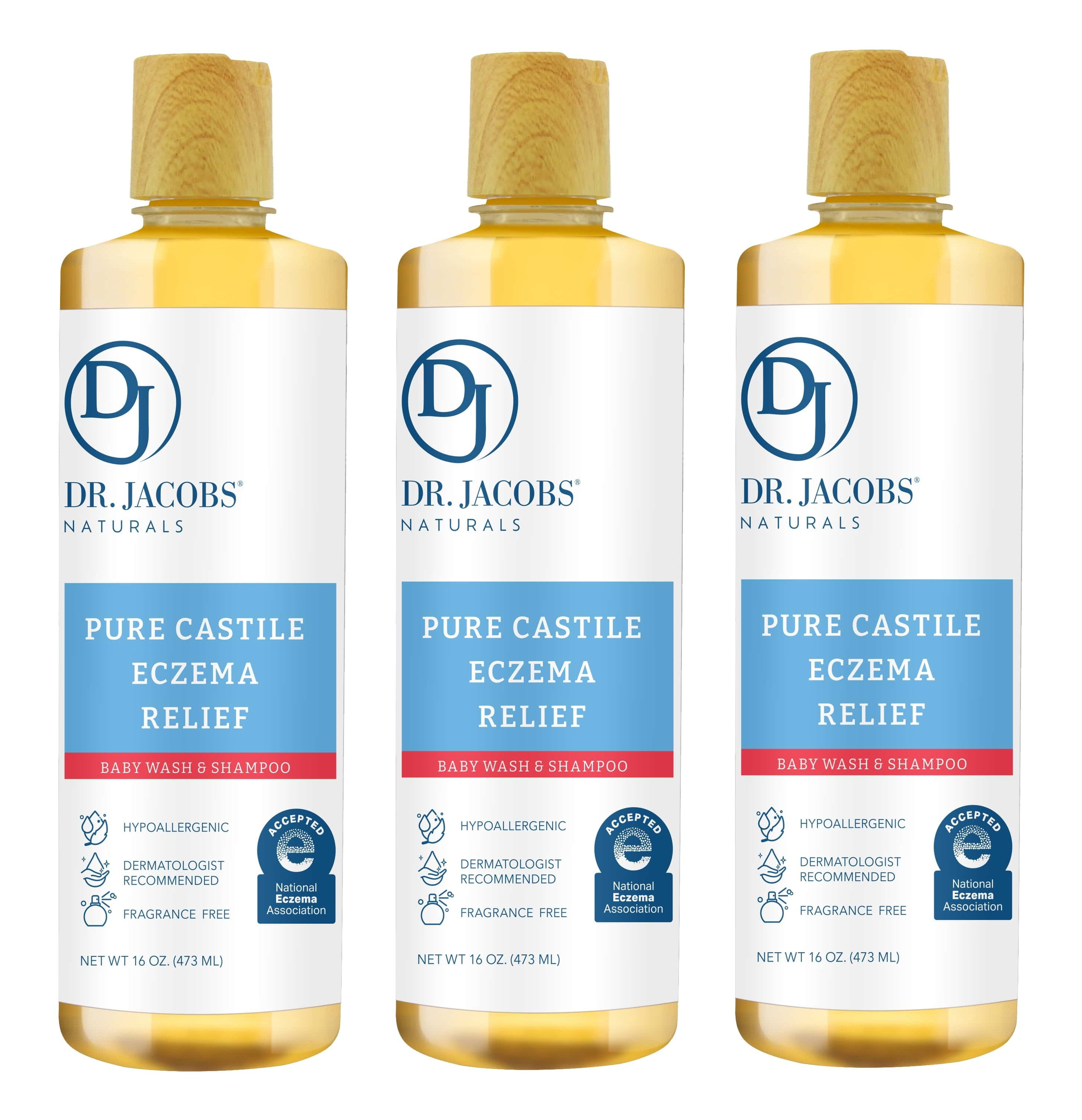 Dr. Jacobs Naturals Pure Castile 16oz (3 PK)Baby Wash for Eczema Relief