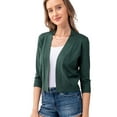 thumbnail image 2 of URBAN DAIZY Women's Classic 3/4 Sleeve Crop Bolero Cardigan Open Front Cropped Shrugs Knit Sweater A09_620 Olive S, 2 of 7