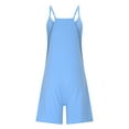 thumbnail image 6 of Shorts Jumpsuits for Women Casual V-Neck Spaghetti Strap Sleeveless Rompers w/Pockets Summer Outfits New Light Blue XL, 6 of 8