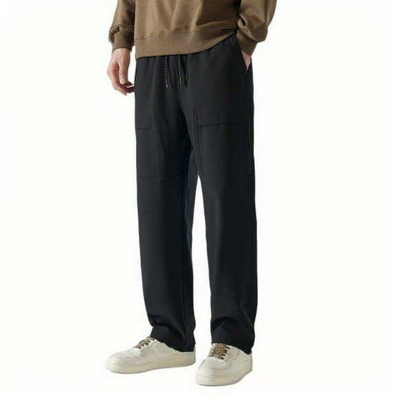 HOMADLES Cargo Pants for Men Plus Size Solid Outdoor Waterproof Straight Leg Pants Trousers Black L