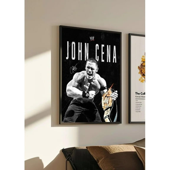 John Cena Pro Wrestling Champion Art Poster, Intense Sports Action Illustration Wall Decor, Size 24x36, Unframed Poster