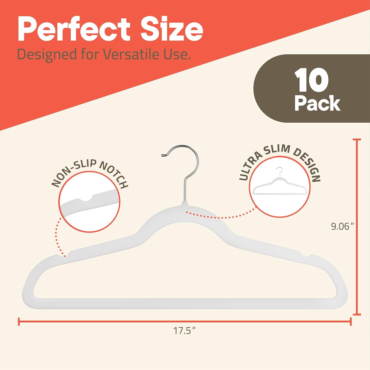 White Velvet Hangers 10 Pack – Heavy-Duty 11 lbs Capacity, 360° Swivel Hook, Non-Slip & Space-Saving Design – Smooth Velvet Finish for Crease-Free Clothes & Effortless Closet Organization