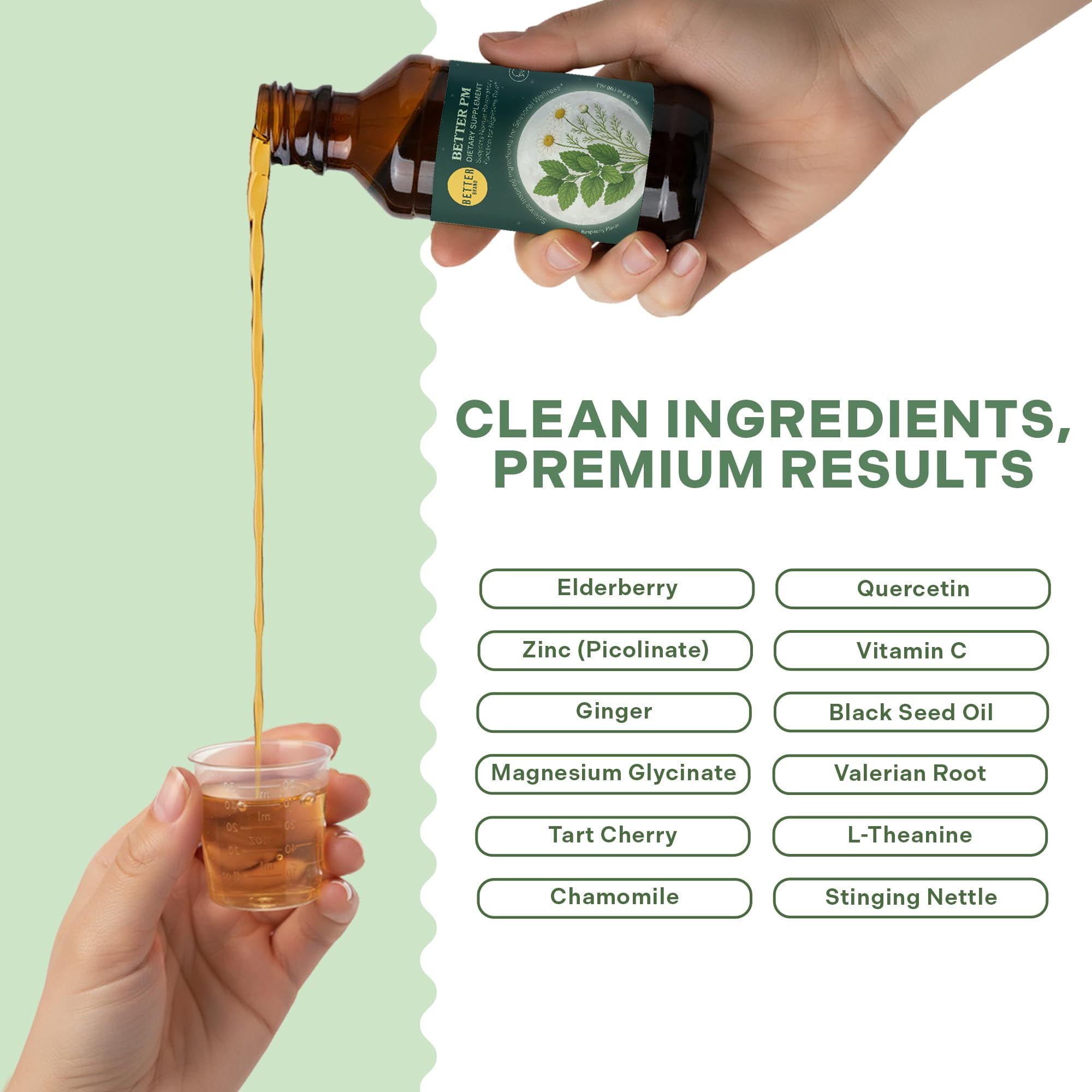 Betterbrand BetterPM Nighttime Wellness Syrup – Natural Sleep, Calm & Immune Support with Elderberry, Magnesium Glycinate, Valerian, Tart Cherry, L-Theanine & Chamomile