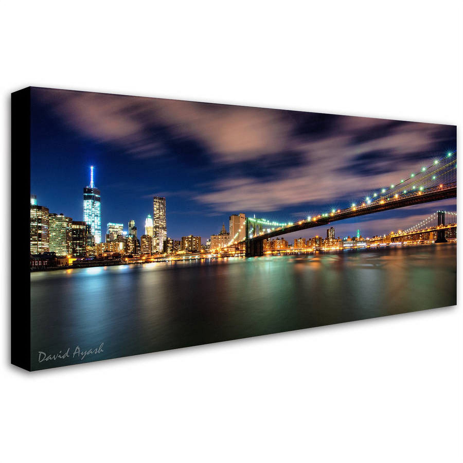 Trademark Fine Art "Brooklyn Bridge and Downtown" Canvas Art by David Ayash