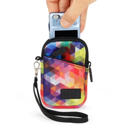 USA Gear Small Camera Pouch - Fits Canon Powershot Sony Cybershot Fits 4.5 Inch Models (Geometric)