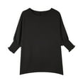 thumbnail image 4 of Baqcunre Long Sleeve Shirts For Women Women'S Autumn Large Solid Versatile Round Neck Loose Split Sleeve Tie Up Top Plus Size Tops Workout Tops For Women Black XXL, 4 of 4