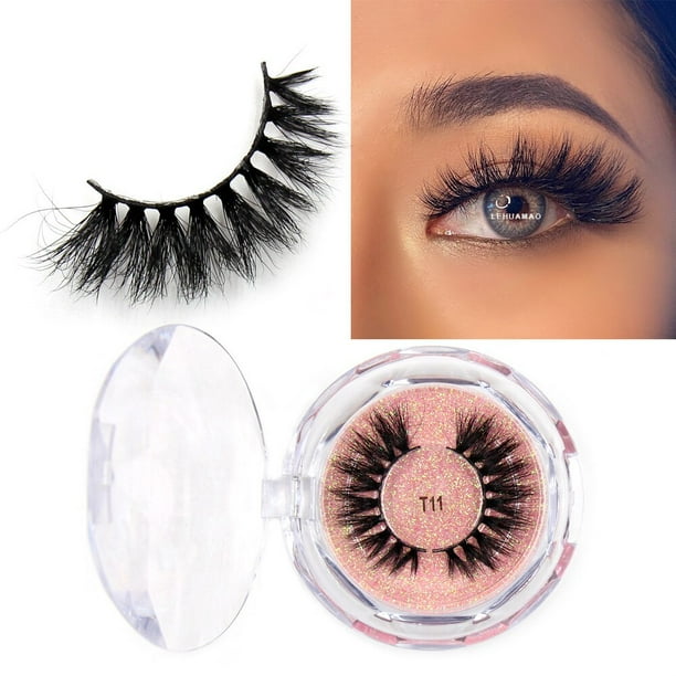 Pestañas de maquillaje LEHUAMAO, pestañas de visón 3D, pestañas gruesas hechas a mano, pestañas esponjosas, volumen libre de crueldad, pestañas suaves tenues, pestañas postizas reutilizables Tan Jianjun unisex