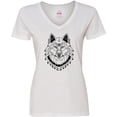 thumbnail image 3 of Inktastic Tribal Wolf Head Women's V-Neck T-Shirt, 3 of 5