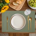thumbnail image 4 of Green Solid Color Placemats Set of 4, Aesthetics Contemporary Luxury Placemats for Dining Table, Place Mats for Kitchen Tabletop, Waterproof Wipeable Dining Table Mats Set, 4 of 9