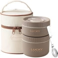thumbnail image 1 of czcpp-Bento Lunch Box Set, Keep Food Warm Thermal Lunch Container For Kids Aldults, 18/8 Stainless Steel Portable Insulated Food Container With Bag, Induction Cooker & Microwave Safe (Khaki 34oz), 1 of 4