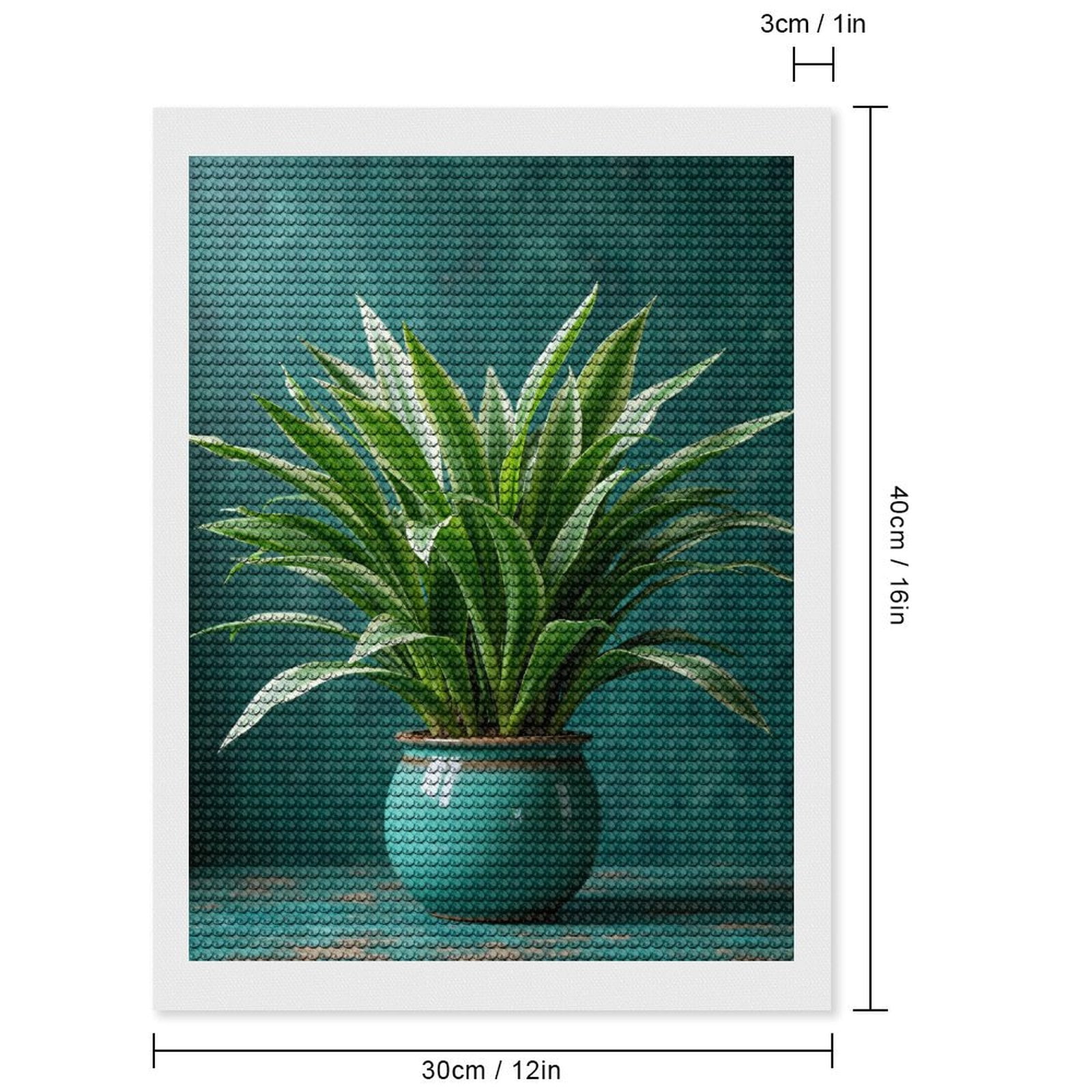 Diamond Art Kits for Adults, Green Plant Ceramic Pot Display 5D Diamond Painting Kits for Adults Beginners, DIY Full Drill Diamond Painting, Gem Art and Crafts 12x16