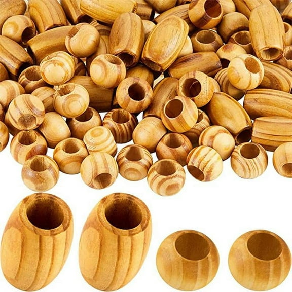 EKIDAZB 100X Natural Wood Large Hole Wooden Beads For Macrame NEW European Crafts