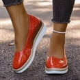 thumbnail image 5 of KEGIRLOM Women Spring/Summer Fashionable And Casual Versatile Solid Color Thick Bottom Shallow Mouth Sponge Cake Slope Heel Shoes Orange 7, 5 of 9