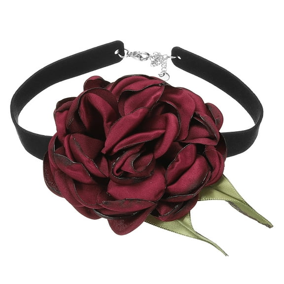 Uxcell Rose Necklace for Women, 1 Pcs Red Flower Chokers Necklace Adjustable Velvet Fashion Accessories