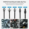 thumbnail image 7 of 110 PCS Automotive Installation Black Push Mount Cable Zip Ties Assorted Sizes, Heavy Duty Self-Locking UV Resistant Wire Ties - For Indoor Wire Bundling, Construction, Automotive, 7 of 7
