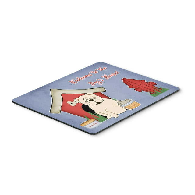 ""Caroline'S Treasures Dog House Collection English Bulldog Alfombrilla De Ratón Blanca Multicolor 7,75 X 9,25 (Bb2877Mp)""